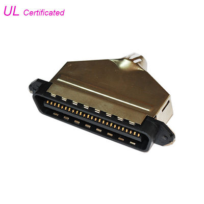 50 Pin TYCO AMP IDC 남성 마개 금속 덮개 검정 절연체를 가진 연결관 25 쌍