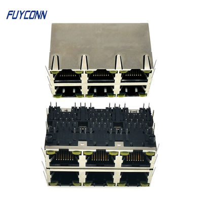 2x3 6 공항 여성 RJ45 연결기 PCB 48 핀 모듈러 잭 연결기