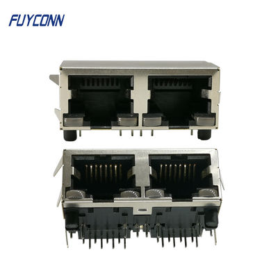 2 공항 16은 PBT 절연체와 PCB 직각 여성 RJ45 연결기를 고정합니다